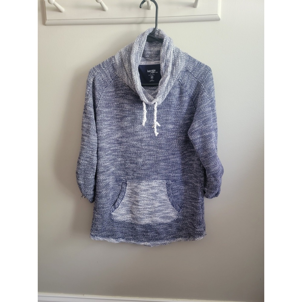 Kensie Performance Women's S Cowl Neck Blue Sweatshirt Textured Quick Dry Active